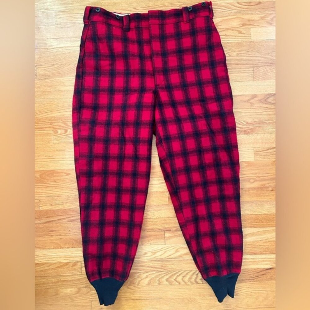 Vintage 70s Woolrich Ski Pants Buffalo Plaid Wool Bend Size 38
